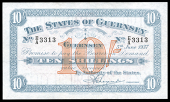 Guernsey, States of Guernsey, pre-1941, Ten Shillings, 5 June 1937, E/A 3313, signature of H.E. Marquand (McCammon...