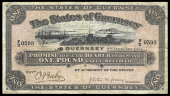 Guernsey, States of Guernsey, pre-1941, One Pound, 9 February 1924, F/U 0593, signature of J. Esten de Jersey,...