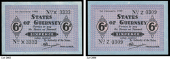 Guernsey, States of Guernsey, German Occupation, Sixpence, 1 January 1942, X 3333, French blue paper, vertical...