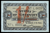 Guernsey, States of Guernsey, German Occupation, One Shilling, 18 July 1942, L 0020, French blue paper (McCammon GN...