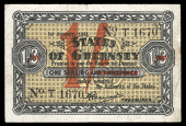 Guernsey, States of Guernsey, German Occupation, One Shilling, 1 January 1943, T 1670 (McCammon GN 36iii; Pick 29)....