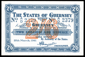 Guernsey, States of Guernsey, German Occupation, Two Shillings and Sixpence, 25 March 1941, A/D 2379 (McCammon GN...