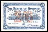 Guernsey, States of Guernsey, German Occupation, Two Shillings and Sixpence, 17 May 1941, A/F 0405 (McCammon GN...