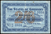 Guernsey, States of Guernsey, German Occupation, Two Shillings and Sixpence, 1 January 1942, A/X 3334, French blue...