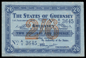 Guernsey, States of Guernsey, German Occupation, Two Shillings and Sixpence, 1 January 1942, A/Y 3645, French blue...