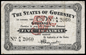 Guernsey, States of Guernsey, German Occupation, Five Shillings, 1 January 1943, A/S 2060 (McCammon 39iv; Pick 25B)....
