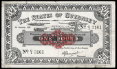Guernsey, States of Guernsey, German Occupation, One Pound, 1 January 1943, O/1 3161 (McCammon GN 41ii; Pick 33)....