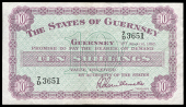 Guernsey, States of Guernsey: L.A. Guillemette, Ten Shillings, 1 March 1957, 7/D 3651 (McCammon GN 43; Pick 42a)....