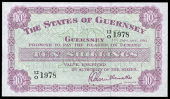 Guernsey, States of Guernsey: L.A. Guillemette, Ten Shillings, 1 January 1961, 12/O 1978 (McCammon GN 43; Pick 42b)....