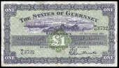 Guernsey, States of Guernsey: L.A. Guillemette, One Pound, 1 September 1954, 10/G 3732 (McCammon GN 44; Pick 43a)....