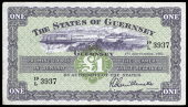 Guernsey, States of Guernsey: L.A. Guillemette, One Pound, 1 September 1957, 19/L 3937 (McCammon GN 44; Pick 43b)....