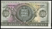 Guernsey, States of Guernsey: C.H. Hodder, C.H. Hodder, One Pound, 1969-75, C 963540, print misaligned on front, no...
