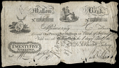 Early Irish Issues, Co. Cork, Mallow, Mallow Bank, Twenty-Five Shillings, 1 August 1811, contemporary forgery on...