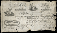 Early Irish Issues, Co. Cork, Mallow, Mallow Bank, Twenty-Five Shillings, 1 August 1811, contemporary forgery on...