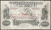 The Bank of Ireland, One Pound, 27 November 1869, contemporary forgery, stamped FORGERY three times on front (cf. BA...