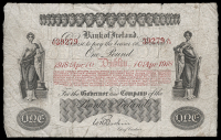 The Bank of Ireland, One Pound, 10 April 1918, A/13 39279, signature of W.H. Baskin (BA 78; Pick A35). Edge nicks,...