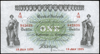 The Bank of Ireland, One Pound, 18 July 1925, A/18 342638, signature of J.A. Gargan (BA 85; Pick A39b). Good very...