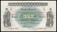 The Bank of Ireland, One Pound, 13 April 1927, A/22 304742, signature of J.A. Gargan (BA 85; Pick A39b). Pressed,...