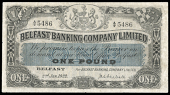 Belfast Banking Co Ltd, One Pound, 2 January 1922, A/T 5486, signature of J. Carlisle (BB 63; Pick 126a). Pressed,...