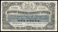 Belfast Banking Co Ltd, One Pound, 2 January 1922, A/T 5486, signature of J. Carlisle (BB 63; Pick 126a). Pressed,...