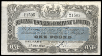 Belfast Banking Co Ltd, One Pound, 5 December 1925, D/A 1505, signature of R. Keith (BB 63; Pick 126a). Some...