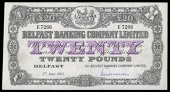 Belfast Banking Co Ltd, Twenty Pounds, 5 June 1965, E 7266, signature of E. Williamson (BB 80; Pick 129d). Nick in...