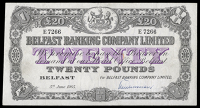 Belfast Banking Co Ltd, Twenty Pounds, 5 June 1965, E 7266, signature of E. Williamson (BB 80; Pick 129d). Nick in...