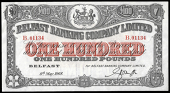 Belfast Banking Co Ltd, One Hundred Pounds, 8 May 1968, B 01134, signature of G.B. Smyth (BB 92, this note...