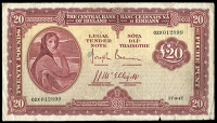 The Central Bank of Ireland, Twenty Pounds, 17 April 1947, 02X 012899, Brennan-McElligott signatures (LTN 30; Pick...