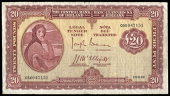 The Central Bank of Ireland, Twenty Pounds, 13 September 1949, 03X 047151, Brennan-McElligott signatures (LTN 30;...