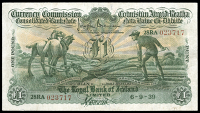 Currency Commission: Consolidated Issues, The Royal Bank of Ireland Ltd, One Pound, 6 September 1939, 28RA 023717,...