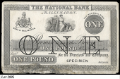 The National Bank, One Pound, Ballymahon, uniface proof on paper, stamped SPECIMEN at lower right (NA 27). Worn...