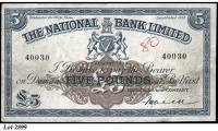 The National Bank Ltd: Northern Ireland, Five Pounds, 1 August 1933, no. 40030, signature of F.H. Green (NA 75; Pick...