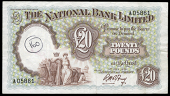 The National Bank Ltd: Northern Ireland, Twenty Pounds, 1 July 1959, A 05861, signature of R.H.R. Fry (NA 86; Pick...