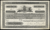Northern Banking Co, One Pound, uniface proof on paper, no. 61, ‘To this 18th June 1863, New Branch No’,...