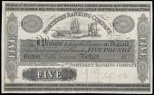 Northern Banking Co, Five Pounds, uniface proof on paper, extra branches under left side central panel, ‘To this...