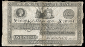 Provincial Bank of Ireland, One Pound, 15 February 1859, no. 16904, Carrick-on-Shannon (PR 35; Pick –). Split and...