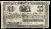 Provincial Bank of Ireland, One Pound, 2 August 1852, B 78638, Cork (PR 35; Pick –). Split and rejoined at centre,...