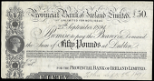 Provincial Bank of Ireland Ltd, Fifty Pounds, 25 September 1891, uniface proof on paper, ‘To this Septr 5th...