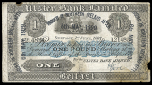 Ulster Bank Ltd: Northern Ireland, One Pound, 6 May 1929, overstamped on original issue of 1 June 1927, no. 121483,...