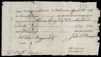 Early Financial Paper, Bill of Exchange, One Hundred Pounds Sterling, 23 April 1778, no. 356, payable after Ninety...