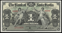 Non Government Issues, The Bank of Nova Scotia, One Pound, 2 January 1919, no. 000000, stamped SPECIMEN at lower...