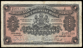 Non Government Issues, Barclays Bank (DCO), Kingston, One Pound, 1 February 1934, C/F 277518, signature of R.V....