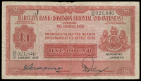 Non Government Issues, Barclays Bank (DCO), Kingston, One Pound, 1 January 1937, D/B 021840, Mortimer-Maguire...