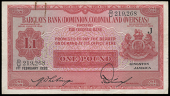 Non Government Issues, Barclays Bank (DCO), Kingston, One Pound, 1 February 1938, D/U 219268, Mortimer-Whiting...