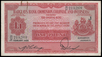 Non Government Issues, Barclays Bank (DCO), Kingston, One Pound, 1 February 1938, D/U 219268, Mortimer-Whiting...