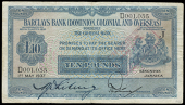 Non Government Issues, Barclays Bank (DCO), Kingston, Ten Pounds, 1 May 1937, D 001055, Mortimer-Whiting signatures...