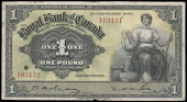 Non Government Issues, The Royal Bank of Canada, Kingston, One Pound, 3 January 1938, no. 103131, Dobson-Wilson...