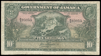 Government of Jamaica, Ten Shillings, 1904-18, B/3 95055, signature of W. Fraser (Pick 33a). Pinholes, otherwise...