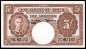 Government of Jamaica, Five Shillings, 7 April 1955, 79D 82182, signature of F. Williams (Pick 37b). Uncirculated...